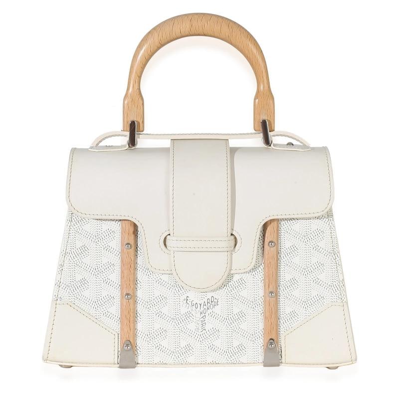Goyard White Goyardine Canvas Structure Mini Saigon Top Handle: Condition: Pre-owned - Good,Dimensions: 8 x 5.5 x 3.5,Handbag Accessories: Dustbag;Care Booklet,Bag Width: 8 in,Bag Depth: 3.5 in,Bag Height: 5.5 in,Department: Unisex,Style: Shoulder Bag;Top