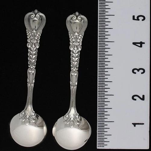 12 Tiffany & Co Florentine 1900 Sterling Silver Bouillon Soup Spoons 5 3/8" - 3