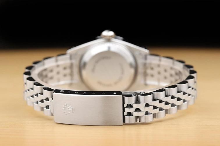 ROLEX DATEJUST 69174 18K WHITE GOLD STEEL BLUE VIGNETTE DIAMOND SAPPHIRE WATCH - 6