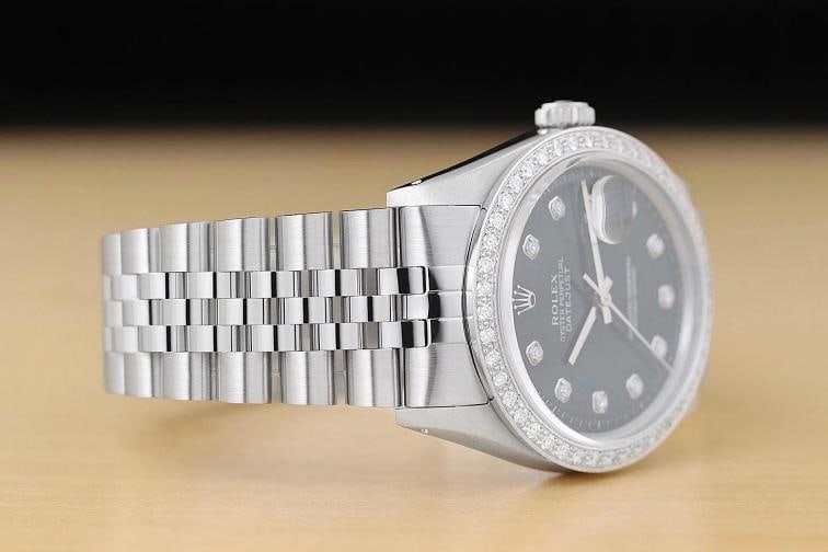 ROLEX MENS DATEJUST GREEN DIAL 18K GOLD STEEL DIAMOND WATCH w/ JUBILEE BAND - 6