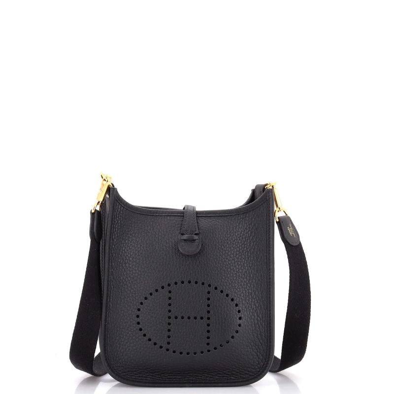 Hermes Evelyne Bag Gen III Clemence TPM: Condition: Pre-owned - Excellent,Brand: Hermes,Exterior Material: Leather,Style: Cross Body Bags,Exterior Color: Black,Department: Women,Size: Tpm,Accessories: Dust Bag, With Strap Condition: