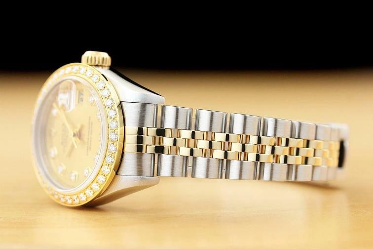 ROLEX LADIES DATEJUST 79173 CHAMPAGNE 18K YELLOW GOLD DIAMOND STEEL WATCH - 4