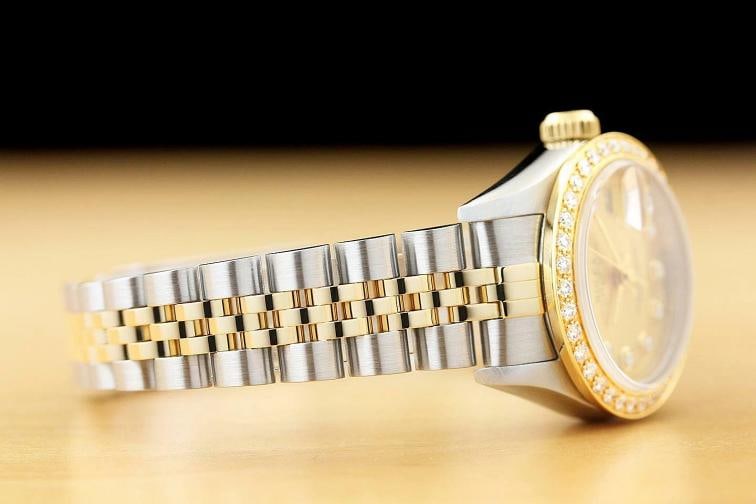 ROLEX LADIES DATEJUST 79173 CHAMPAGNE 18K YELLOW GOLD DIAMOND STEEL WATCH - 7