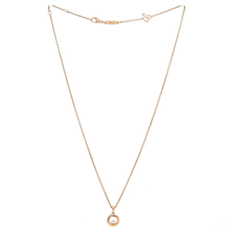 Chopard Happy Diamonds Round Pendant Necklace 18K Rose Gold with 1 Floating - 3