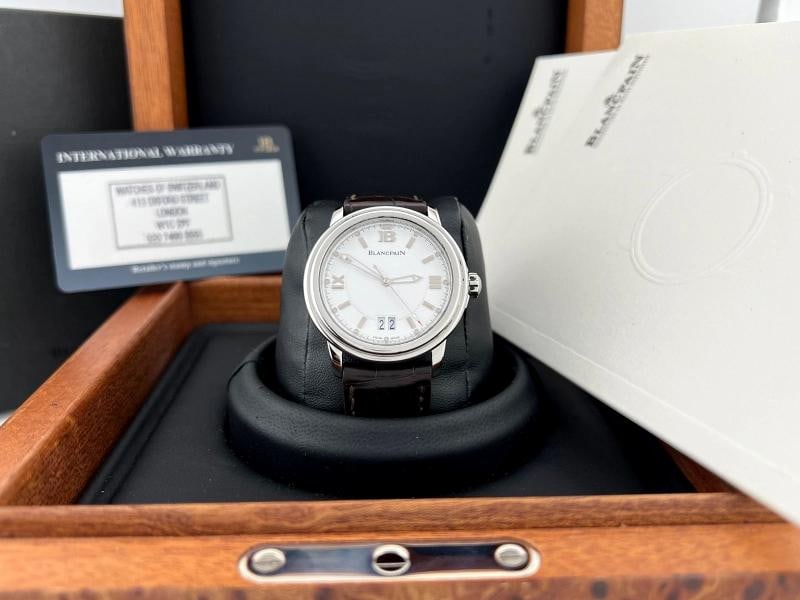 Blancpain LÃƒÂ©man Ultra Slim Big Date 2150-1127-53 38mm Stainless Steel Box Pap - 12