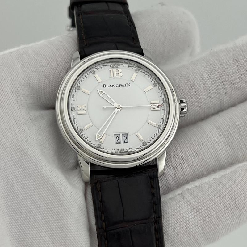 Blancpain LÃƒÂ©man Ultra Slim Big Date 2150-1127-53 38mm Stainless Steel Box Pap - 4