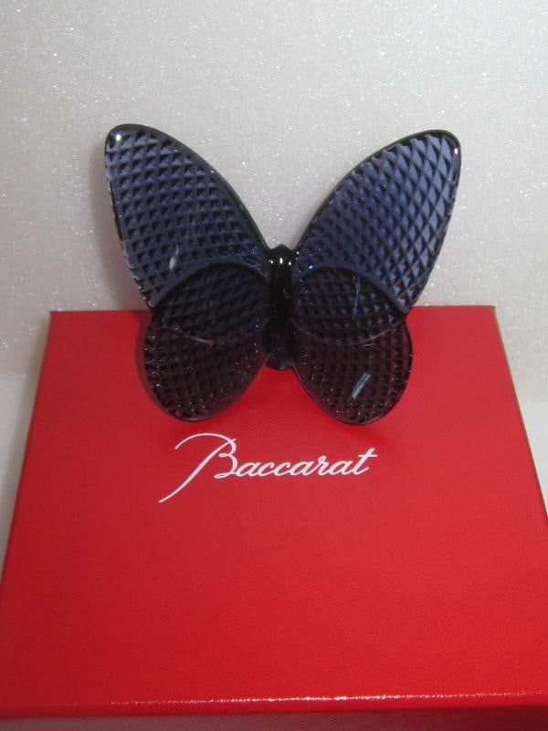 BACCARAT CRYSTAL PAPILLON LUCKY BUTTERFLY MIDNIGHT BLUE #2814726 BRAND NIB F/SH - 2