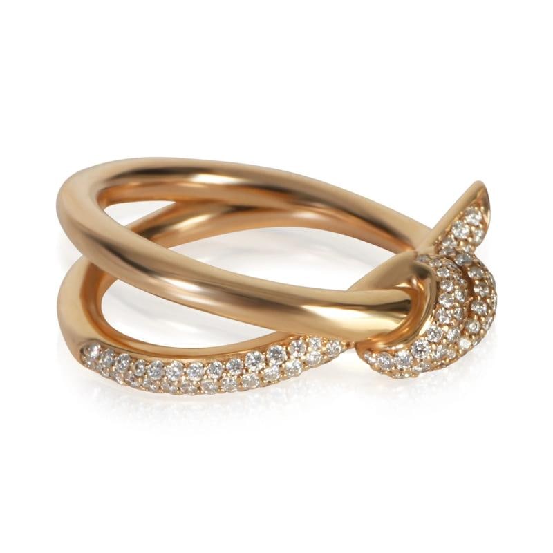 Tiffany & Co. Rose Gold Diamond Double Row Knot Ring - 2