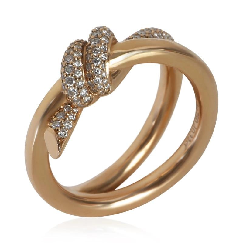 Tiffany & Co. Rose Gold Diamond Double Row Knot Ring - 4