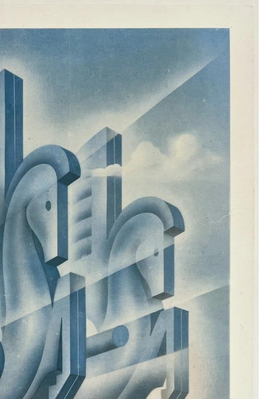Original Vintage Poster AIR FRANCE - COLIS PAR AVION Airline 13" x 20"LINEN RARE - 3