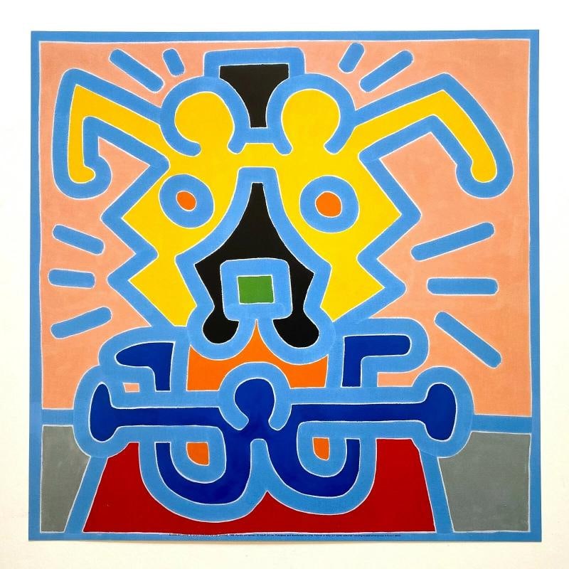 KEITH HARING ESTATE RARE 1999 LITHOGRAPH PRINT POP ART POSTER " UNTITLED " 1988 - 9