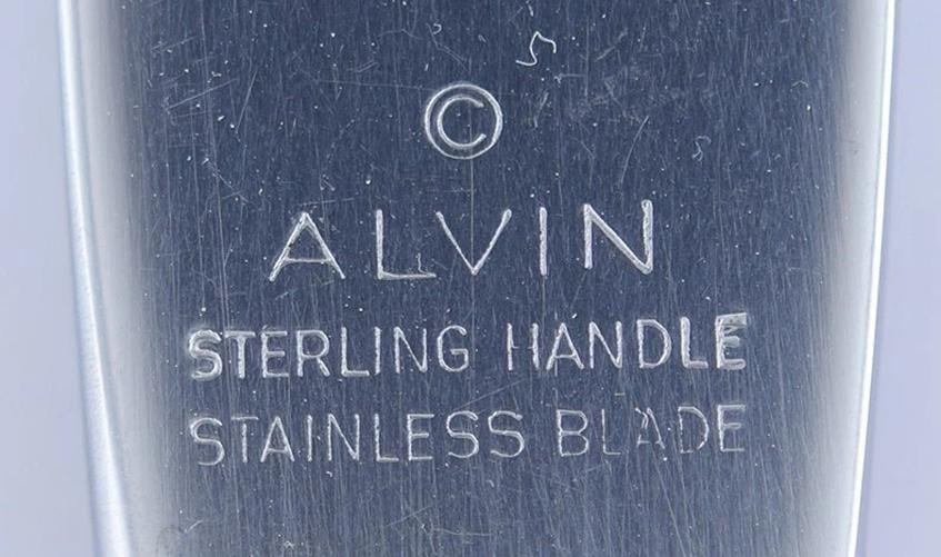 12 Alvin Vivaldi Pattern Sterling Silver & Stainless Dinner Knives - 4