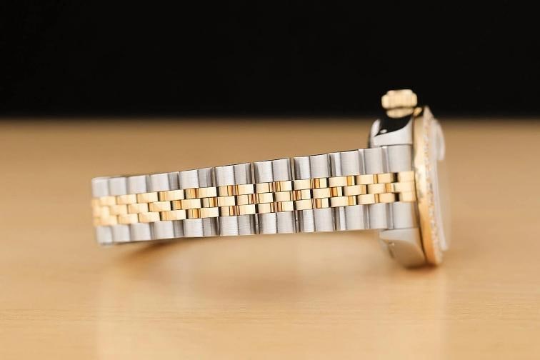 ROLEX LADIES DATEJUST 69173 MOTHER OF PEARL RUBY DIAMOND 18K GOLD STEEL WATCH - 8