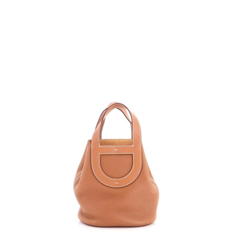 Hermes In-The-Loop Bag Clemence with Swift 18: Condition: Pre-owned - Good,Brand: Hermes,Exterior Material: Leather,Style: Bucket,Exterior Color: Brown,Department: Women,Size: 18 Condition: Great. Exterior: creases, minor edge wear | Handles/Strap