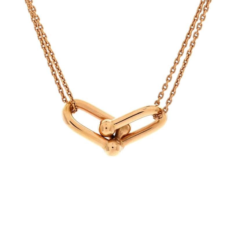 Tiffany & Co. HardWear Double Link Pendant Necklace 18K Rose Gold: Condition: Pre-owned - Good,Brand: Tiffany & Co.,Main Stone: Unknown,Metal: 18K Rose Gold,Metal Purity: 18K,Style: Pendant,Type: Necklace,Color: Rose Gold,Material: 18K Rose Gold Condition: