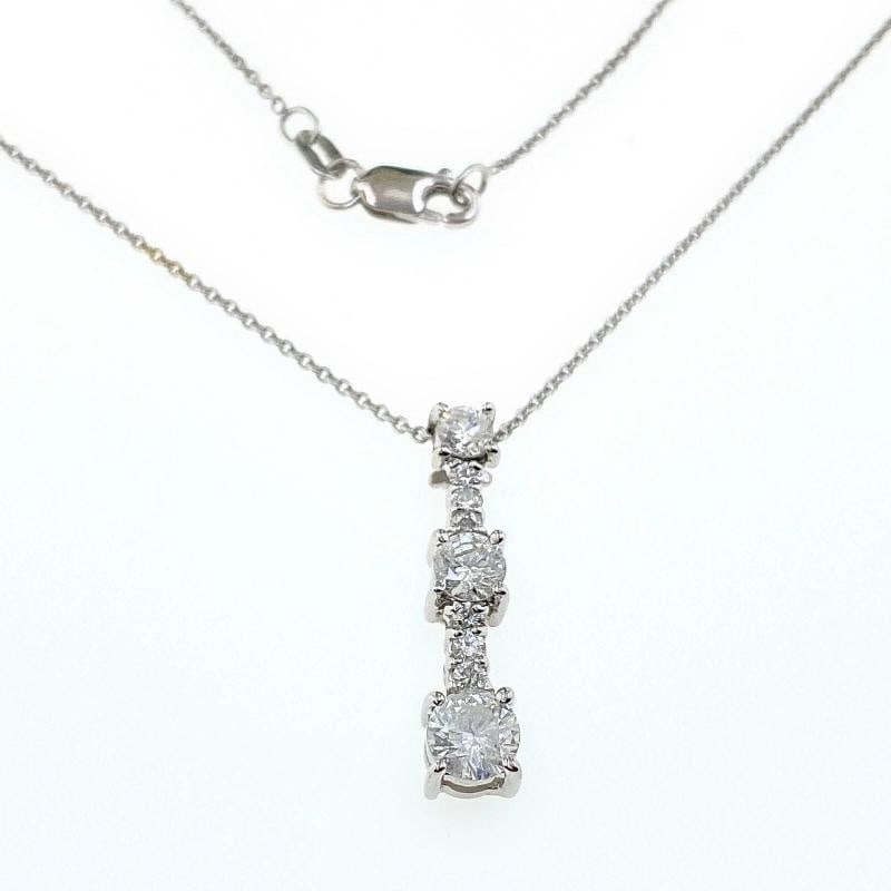 Round Diamond Past Present Future Pendant Necklace 18 kt White Gold - 6