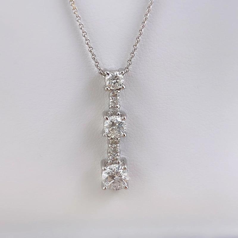 Round Diamond Past Present Future Pendant Necklace 18 kt White Gold - 7
