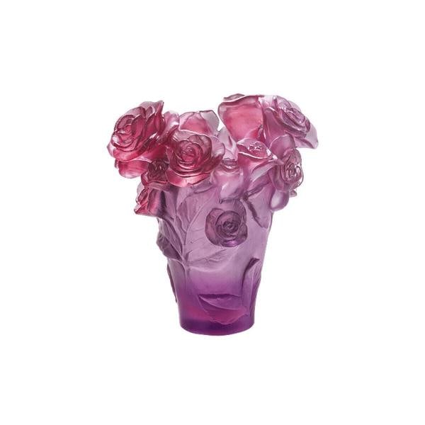 NEW DAUM NUMBERED ED ROSE PASSION RED & PURPLE VASE SMALL #05287-5 BRAND NIB FS - 2