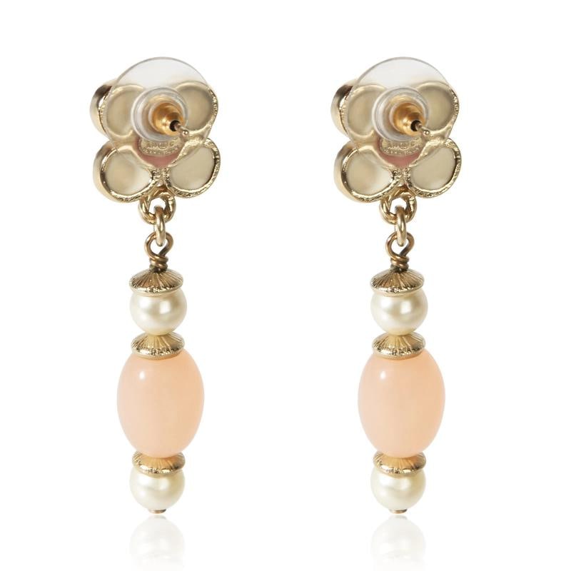 Chanel Gold-Plated 2016 Resin & Faux Pearl Flower Earrings - 3