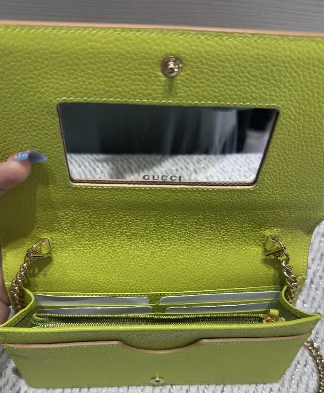Gucci Dollar Calfskin Mini GG Marmont Chain Wallet in Beige - 9
