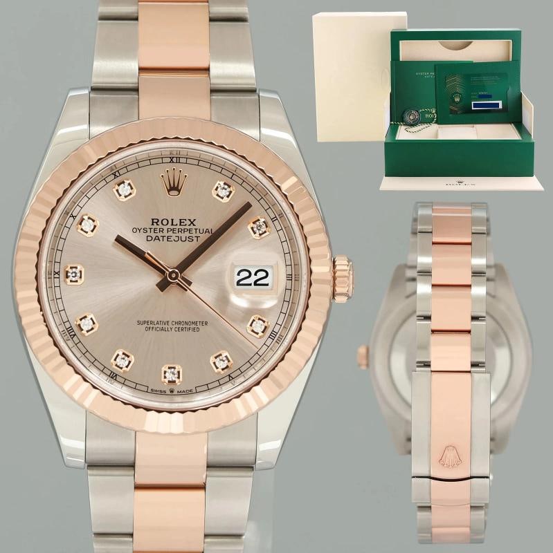 2024 NEW PAPERS Rolex DateJust 41 126331 Diamond Rose Gold Two-Tone Watch Box: Condition: Pre-owned - Excellent,Brand: Rolex,Department: Unisex Adults,Type: Wristwatch,Model: DateJust,Reference Number: 126331,With Original Box/Packaging: Yes,With Papers: Original,Customized: