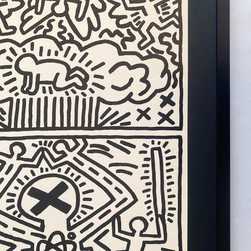 KEITH HARING RARE 1982 LITHO PRINT " NUCLEAR DISARMAMENT " FRAMED POP ART POSTER - 11