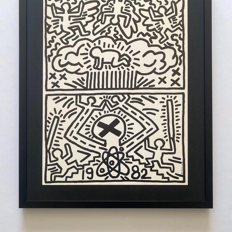 KEITH HARING RARE 1982 LITHO PRINT " NUCLEAR DISARMAMENT " FRAMED POP ART POSTER - 12