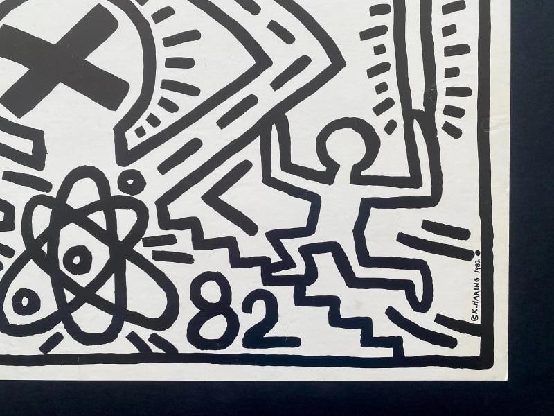 KEITH HARING RARE 1982 LITHO PRINT " NUCLEAR DISARMAMENT " FRAMED POP ART POSTER - 13