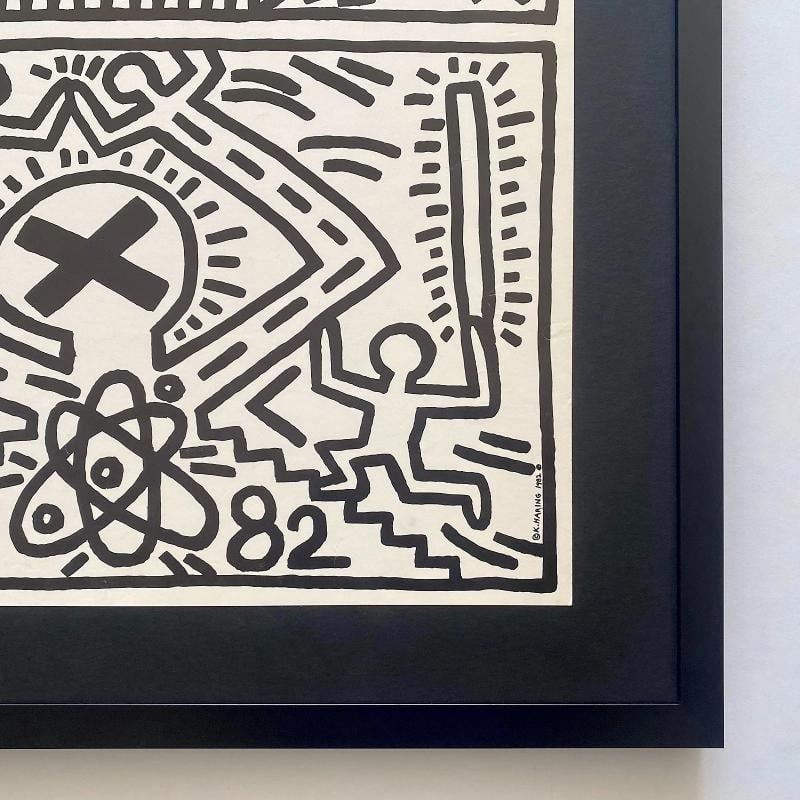 KEITH HARING RARE 1982 LITHO PRINT " NUCLEAR DISARMAMENT " FRAMED POP ART POSTER - 14
