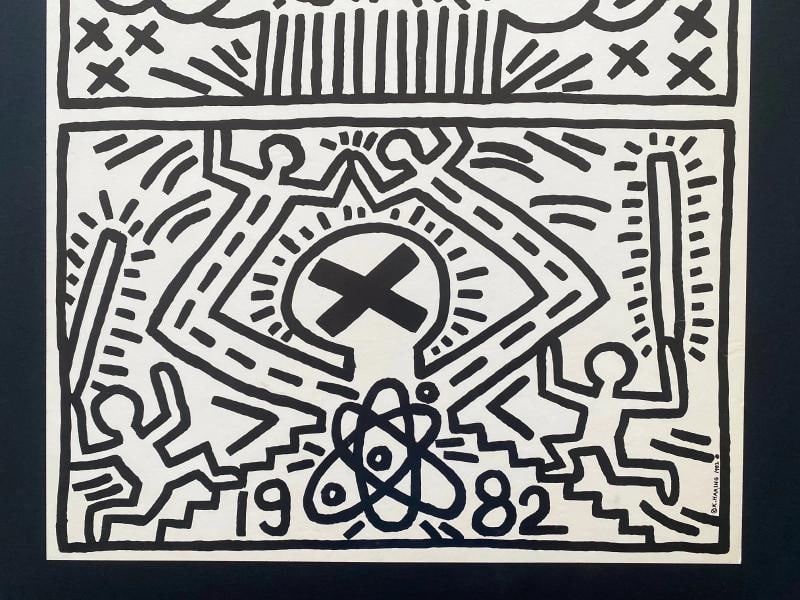 KEITH HARING RARE 1982 LITHO PRINT " NUCLEAR DISARMAMENT " FRAMED POP ART POSTER - 4