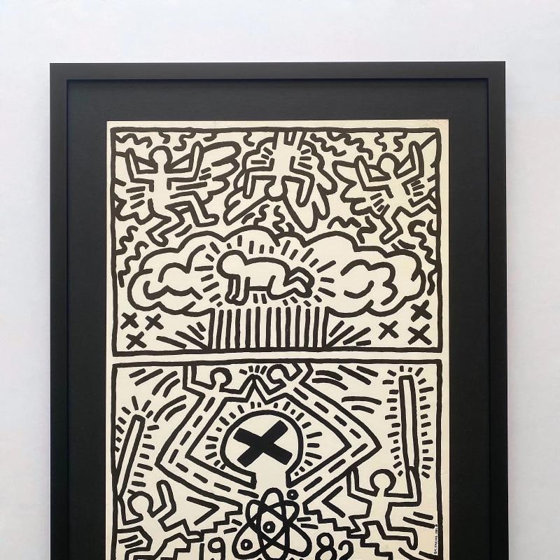 KEITH HARING RARE 1982 LITHO PRINT " NUCLEAR DISARMAMENT " FRAMED POP ART POSTER - 5