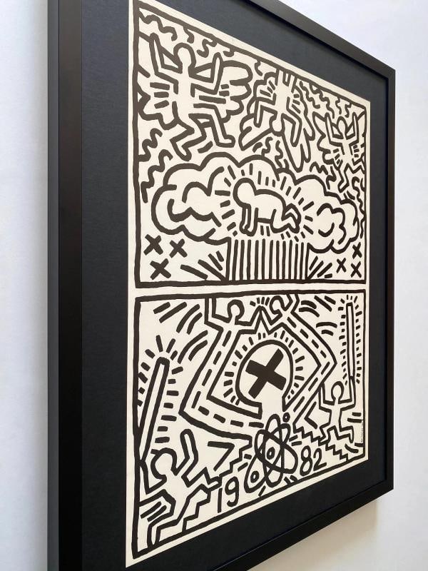 KEITH HARING RARE 1982 LITHO PRINT " NUCLEAR DISARMAMENT " FRAMED POP ART POSTER - 6