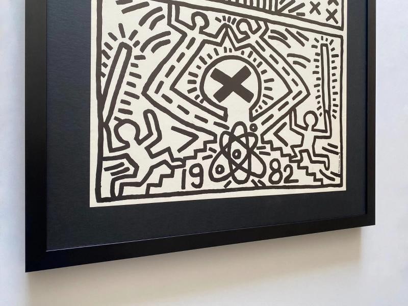 KEITH HARING RARE 1982 LITHO PRINT " NUCLEAR DISARMAMENT " FRAMED POP ART POSTER - 7
