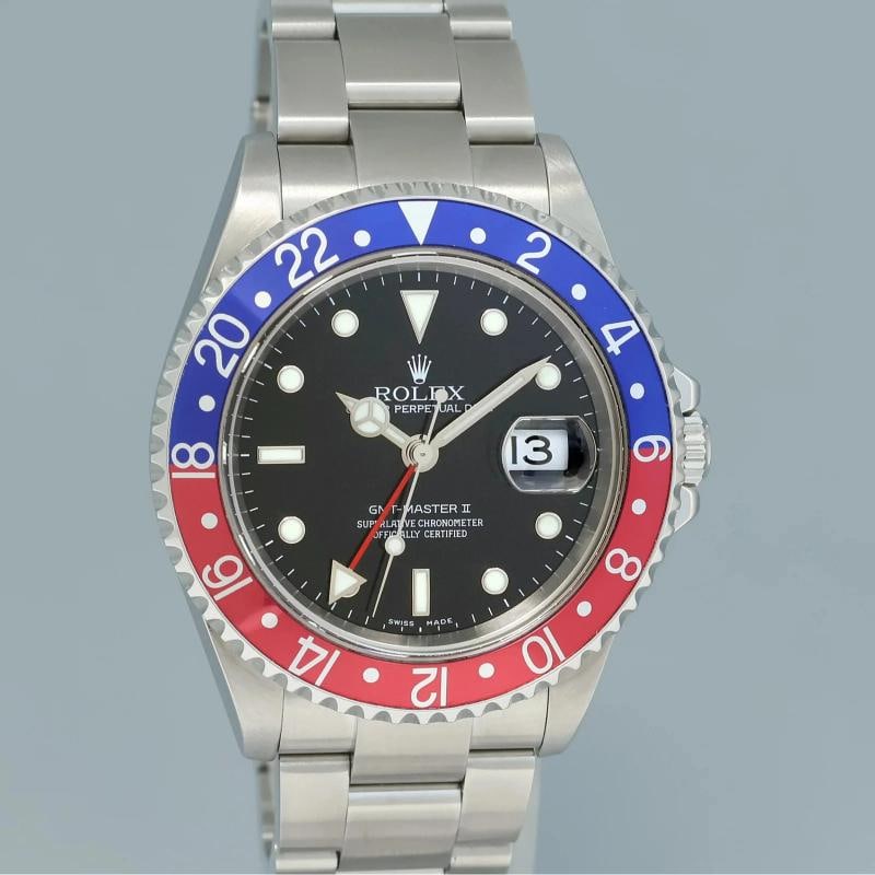 2004 MINT Rolex GMT-Master II Pepsi 40mm Steel 16710 NO HOLES Black Watch Box - 3