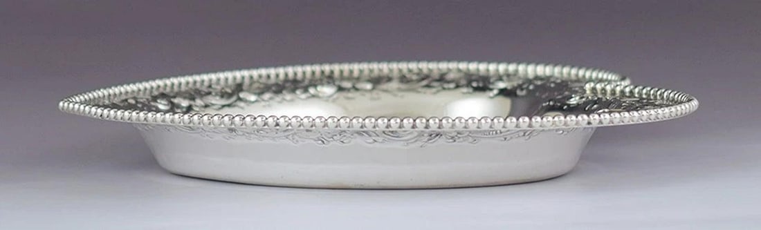 Lovely Antique Mauser Sterling Silver Hand Chased Heart Shaped Bowl / Dish - 2