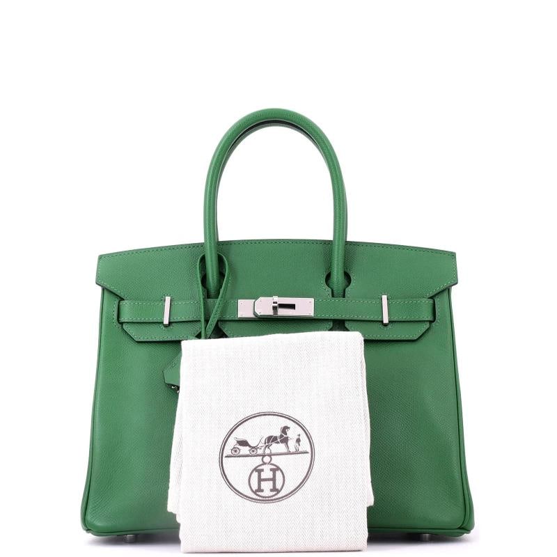 Hermes Birkin Handbag Green Epsom with Palladium Hardware 30 - 2