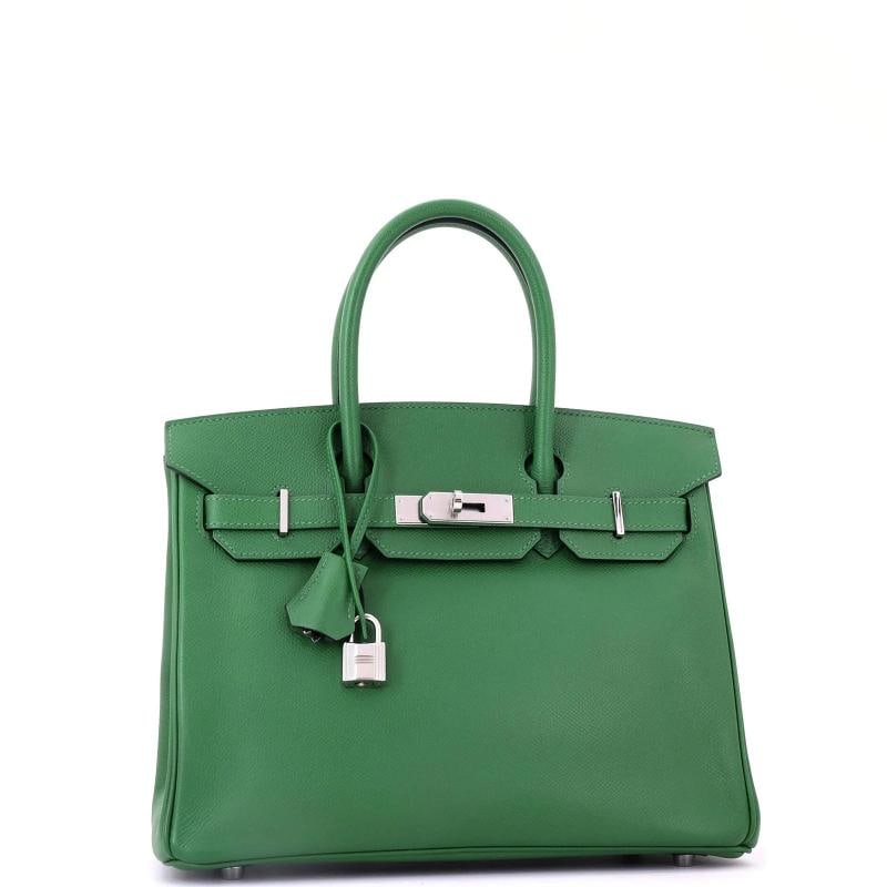 Hermes Birkin Handbag Green Epsom with Palladium Hardware 30 - 3