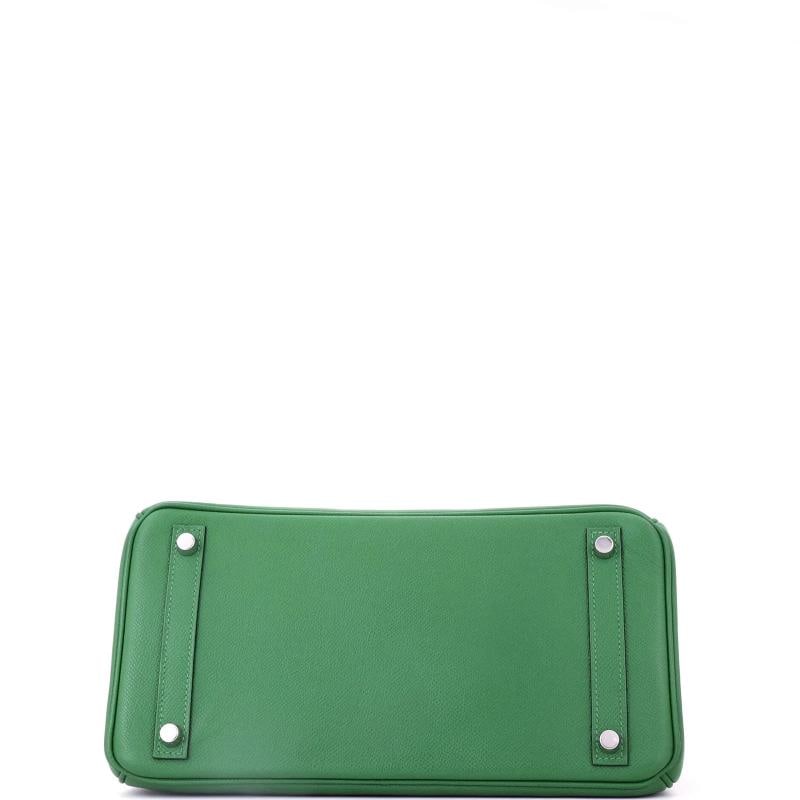 Hermes Birkin Handbag Green Epsom with Palladium Hardware 30 - 5