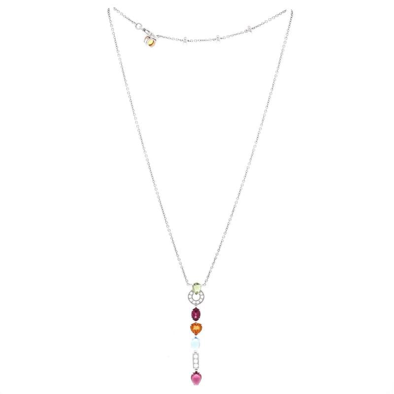Bvlgari Allegra Drop Pendant Necklace 18K White Gold with Diamonds, Citrine, - 2