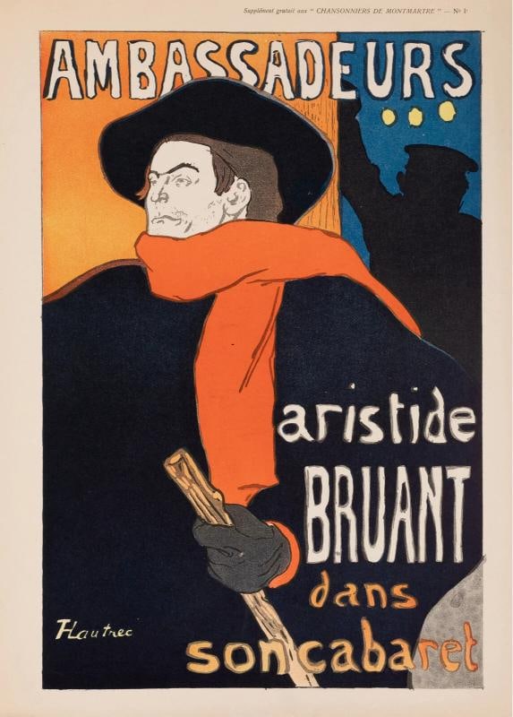 Original Belle Epoque Poster, Toulouse Lautrec, Ambassadeur Aristide Bruant 1906: Condition: Used,Artist: Henri de Toulouse-Lautrec,Unit of Sale: Single-Piece Work,Signed By: Henri de Toulouse-Lautrec,Size: Medium (up to 36in.),Signed: Yes,Date of Creation: 1900-1949,Title: