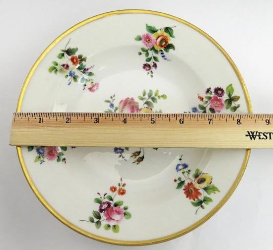 Great 10 Antique c1860s Colorful Floral Gilt Paris Porcelain Soup Bowls 8 1/2" - 11