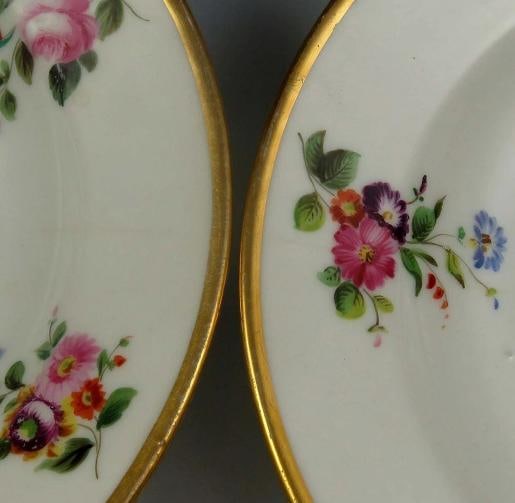 Great 10 Antique c1860s Colorful Floral Gilt Paris Porcelain Soup Bowls 8 1/2" - 12