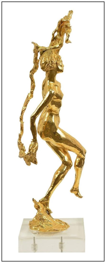 Sally Balinsky Original Gold Leaf Bronze Sculpture Female Figurative Artwork - 2