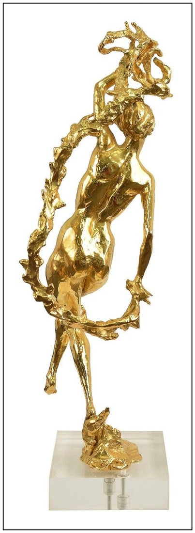 Sally Balinsky Original Gold Leaf Bronze Sculpture Female Figurative Artwork - 3