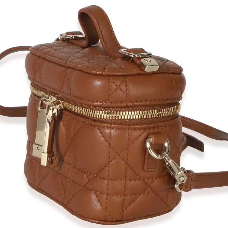 Christian Dior Brown Lambskin Cannage Micro Lady Dior Vanity Case - 2