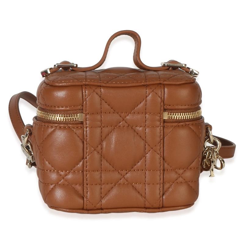 Christian Dior Brown Lambskin Cannage Micro Lady Dior Vanity Case - 3