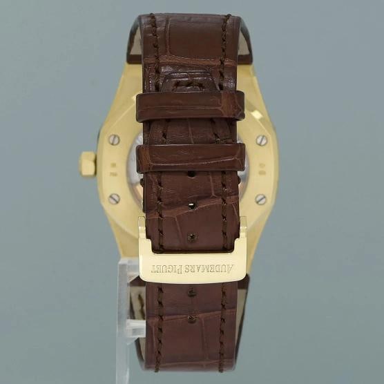 MINT Audemars Piguet AP Royal Oak Yellow Gold 15300ba 39mm White Dial Leather - 5