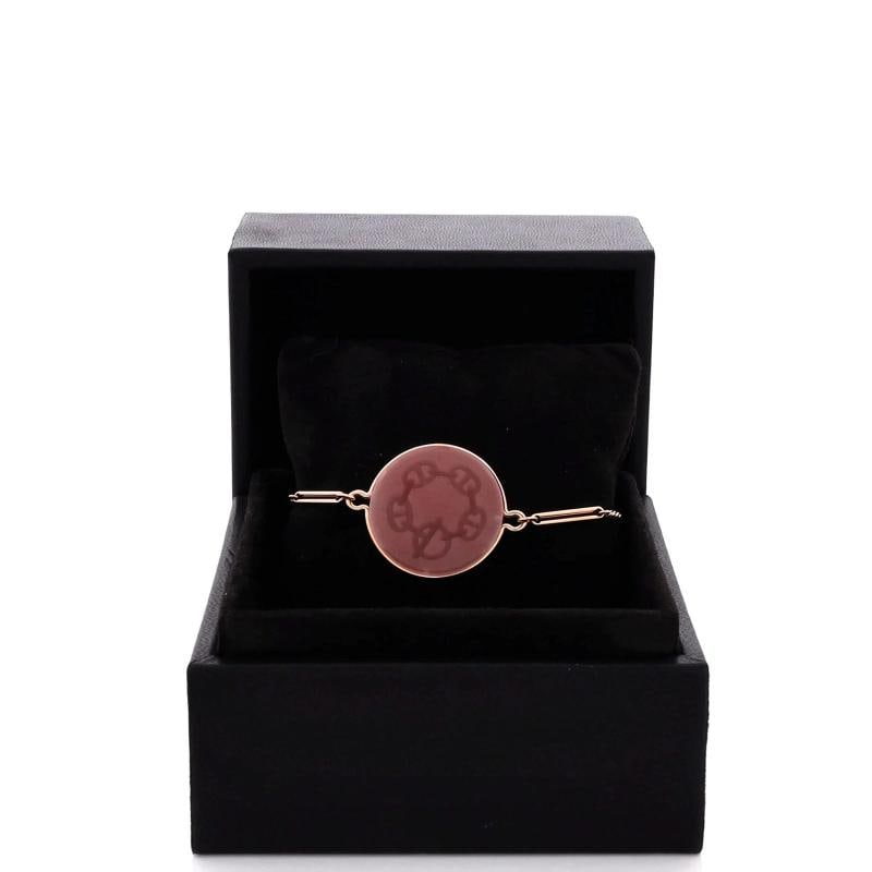Hermes Ex-Libris Bracelet 18K Rose Gold with Pink Chalcedony Large - 2