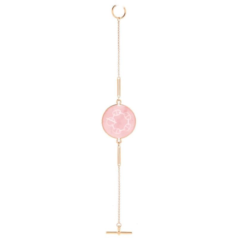 Hermes Ex-Libris Bracelet 18K Rose Gold with Pink Chalcedony Large - 3
