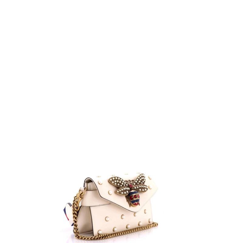 Gucci Broadway Pearly Bee Shoulder Bag Embellished Leather Mini - 2